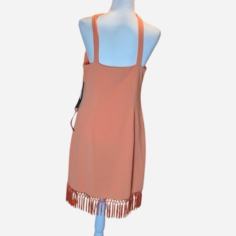 Adrianna Papell Fringe Sheath Halter dress Size 12 - Picture 3 of 13